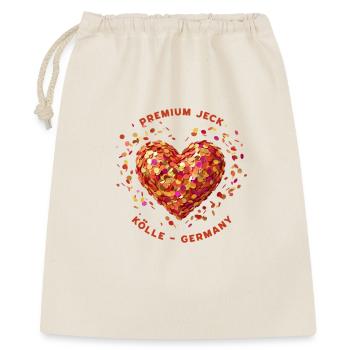 Premium Jeck Konfettiherz Kostüm Karneval - Geschenkbeutel aus Baumwolle (40 x 50 cm) - Natur - Vorne