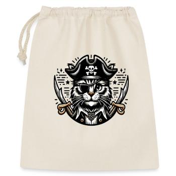 Katzenpirat: Piratenkater mit Augenklappe - Geschenkbeutel aus Baumwolle (40 x 50 cm) - Natur - Vorne