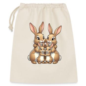 Bonheur de la famille des lapins - Sac cadeau 40 x 50 cm - nature - Devant