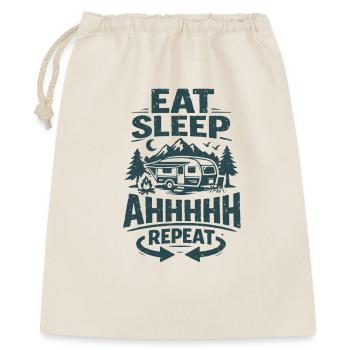 Camping Adventure Caravan | Eat Sleep Repeat - Geschenkbeutel aus Baumwolle (40 x 50 cm) - Natur - Vorne
