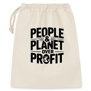 Menschen & Planet über Profit - Geschenkbeutel aus Baumwolle (40 x 50 cm) - Natur - Vorne