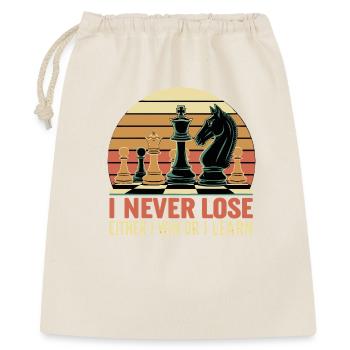 Schach Spruch - Ich verliere nie - Geschenkbeutel aus Baumwolle (40 x 50 cm) - Natur - Vorne