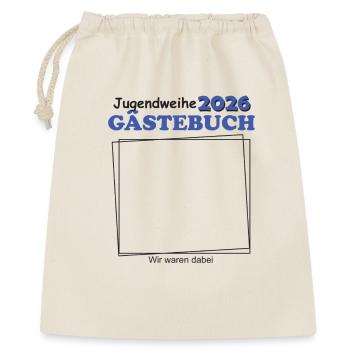 Jugendweihe 2026 Gästebuch für Jugendliche Jungen - Geschenkbeutel aus Baumwolle (40 x 50 cm) - Natur - Vorne