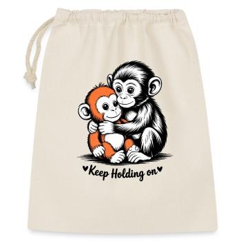 Umarmendes Affen-Duo - Geschenkbeutel aus Baumwolle (40 x 50 cm) - Natur - Vorne