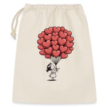 Liebe Herzen Shirt – Mädchen mit Herzballons - Geschenkbeutel aus Baumwolle (40 x 50 cm) - Natur - Vorne