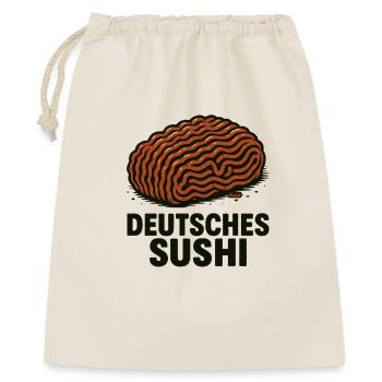 Deutsches Sushi  Hackfleisch Mett  - Geschenkbeutel aus Baumwolle (40 x 50 cm) - Natur - Vorne