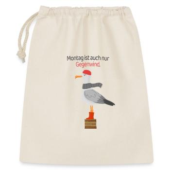 Montag Gegenwind Möwe minimalistischer Spruch - Geschenkbeutel aus Baumwolle (40 x 50 cm) - Natur - Vorne