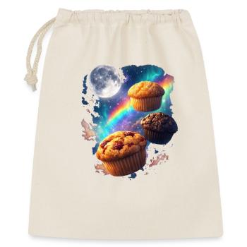 Weltraum-Muffins kosmischer Genuss - Geschenkbeutel aus Baumwolle (40 x 50 cm) - Natur - Vorne