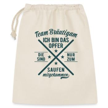 JGA Team Bräutigam Ich bin das Opfer - Bier saufen - Geschenkbeutel aus Baumwolle (40 x 50 cm) - Natur - Vorne