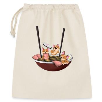 Corgi-Ramen-Hundehemd - Geschenkbeutel aus Baumwolle (40 x 50 cm) - Natur - Vorne