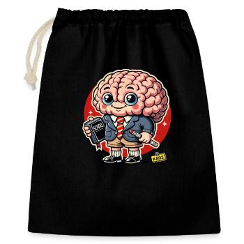 Brain Scholar Cartoon - Geschenkbeutel aus Baumwolle (40 x 50 cm) - Schwarz - Vorne