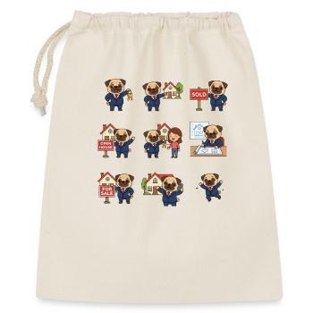 Courtier Douce Agence Immobilière Amoureuse de Chiens - Sac cadeau 40 x 50 cm - nature - Devant