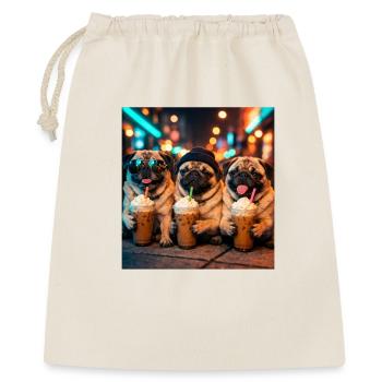 Amoureux du Carlin Drôle Amoureux du Café de Minuit - Sac cadeau 40 x 50 cm - nature - Devant