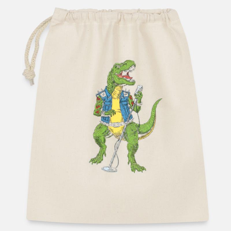 Dino Rock star avec micro - Sac cadeau 40 x 50 cm - nature