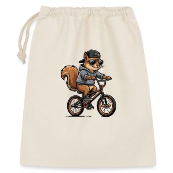 Cooles BMX Eichhörnchen mit Cap und Hoodie - Geschenkbeutel aus Baumwolle (40 x 50 cm) - Natur - Vorne