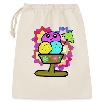 Retro Eis Eiskrem Eisbecher Vintage Blumen  - Geschenkbeutel aus Baumwolle (40 x 50 cm) - Natur - Vorne