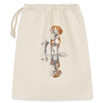 Beagle am Wasserspiegel - Geschenkbeutel aus Baumwolle (40 x 50 cm) - Natur - Vorne