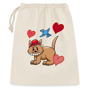 Heart Cat Cats Bird Kids - Gift Bag 40 x 50 cm - nature - Front