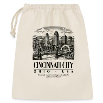 Cincinnati Skyline Silhouette Druck - Geschenkbeutel aus Baumwolle (40 x 50 cm) - Natur - Vorne