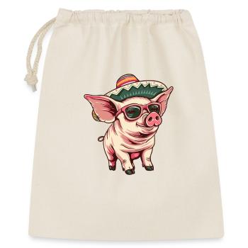 Sombrero comique drôle de cochon - Sac cadeau 40 x 50 cm - nature - Devant