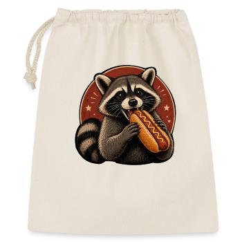 Waschbär-Genuss Hotdog Illustration - Geschenkbeutel aus Baumwolle (40 x 50 cm) - Natur - Vorne