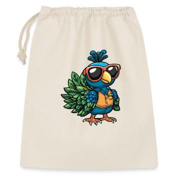 Pfau Vogel Comic Urlaub - Geschenkbeutel aus Baumwolle (40 x 50 cm) - Natur - Vorne