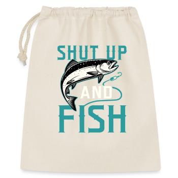 Shut Up and Fish Funny Vintage Salmon Fishing Art - Gift Bag 40 x 50 cm - nature - Front