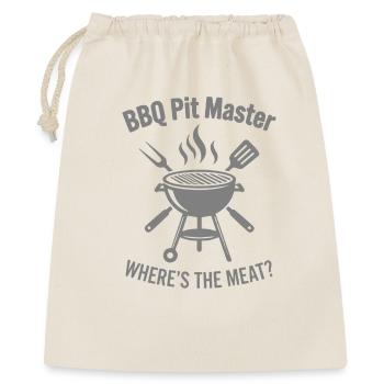 BBQ PIT MASTER WHERE’S THE MEAT Grill Grafik - Geschenkbeutel aus Baumwolle (40 x 50 cm) - Natur - Vorne