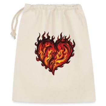Herz Flamme - Geschenkbeutel aus Baumwolle (40 x 50 cm) - Natur - Vorne