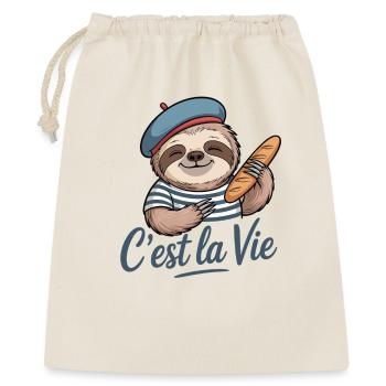 C’est La Vie Shirt mit Faultier Frankreich Urlaub - Geschenkbeutel aus Baumwolle (40 x 50 cm) - Natur - Vorne