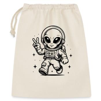 Astronaut Alien Peace im Weltraum - Geschenkbeutel aus Baumwolle (40 x 50 cm) - Natur - Vorne