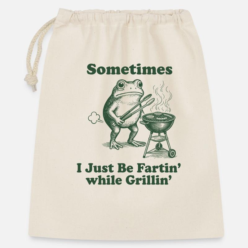 Frosch Grill: Fartin’ Spaß - Geschenkbeutel aus Baumwolle (40 x 50 cm) - Natur