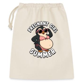 Fille enceinte, été, plage, pingouin, désir - Sac cadeau 40 x 50 cm - nature - Devant