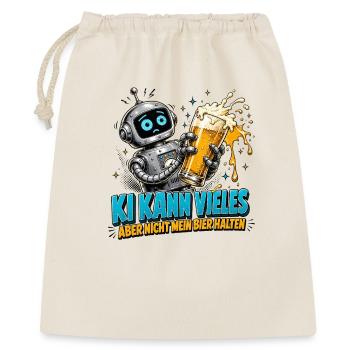 Roboter mit Bierglas-Humor - Geschenkbeutel aus Baumwolle (40 x 50 cm) - Natur - Vorne