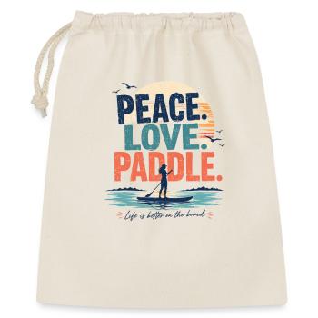 Peace Love Paddle SUP Shirt - Geschenkbeutel aus Baumwolle (40 x 50 cm) - Natur - Vorne