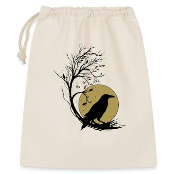 Rabe Vollmond Baum Magie Herbst Gothic Wicca - Geschenkbeutel aus Baumwolle (40 x 50 cm) - Natur - Vorne