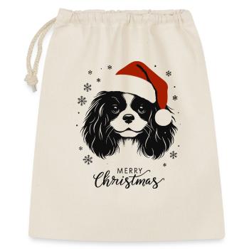 Cavalier King Charles Spaniel - Frohe Weihnachten - Geschenkbeutel aus Baumwolle (40 x 50 cm) - Natur - Vorne