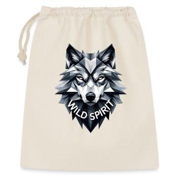 Loup géométrique avec slogan « Wild Spirit » - Sac cadeau 40 x 50 cm - nature - Devant