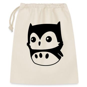 Eule Kawaii – süßes Eulenmotiv im Cartoon-Stil - Geschenkbeutel aus Baumwolle (40 x 50 cm) - Natur - Vorne