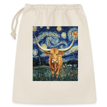 Longhorn Cow Cows Bull Van Gogh Starry Night - Gift Bag 40 x 50 cm - nature - Front