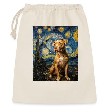 Pitbull chien chiens Van Gogh style nuit étoilée - Sac cadeau 40 x 50 cm - nature - Devant