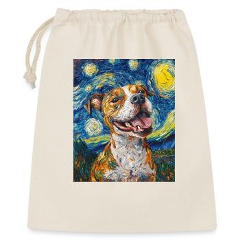 Pitbull chien chiens Van Gogh style nuit étoilée - Sac cadeau 40 x 50 cm - nature - Devant