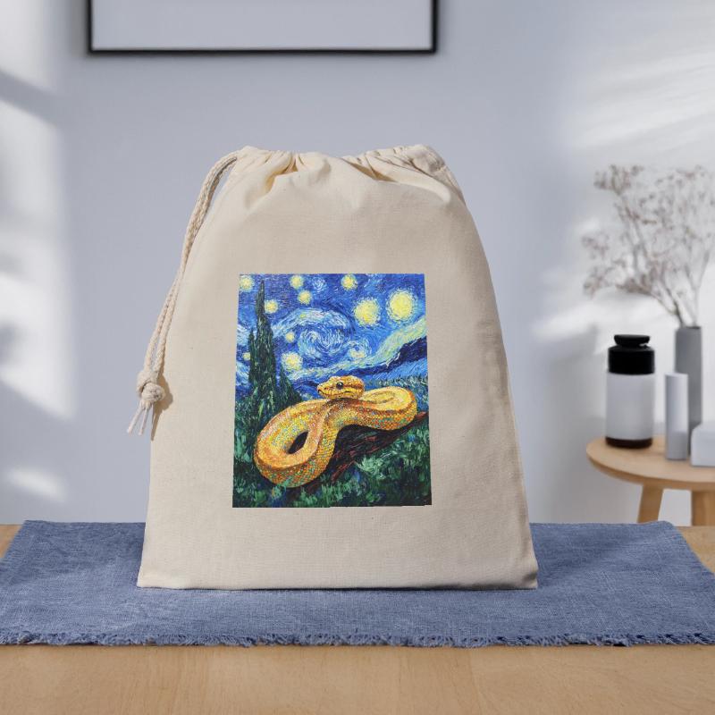 Serpent Python Style Van Gogh Nuit étoilée Sac cadeau 40 x 50 cm