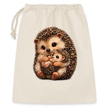 Umarmungsillustration von Mutter und Baby Igel - Geschenkbeutel aus Baumwolle (40 x 50 cm) - Natur - Vorne
