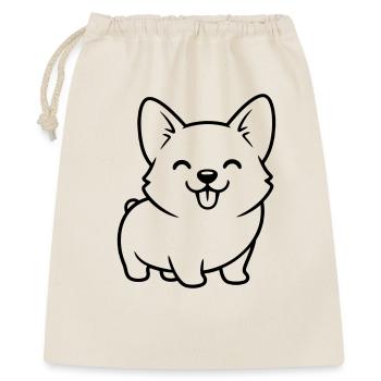 Corgi Hund Welpe Outline - Geschenkbeutel aus Baumwolle (40 x 50 cm) - Natur - Vorne