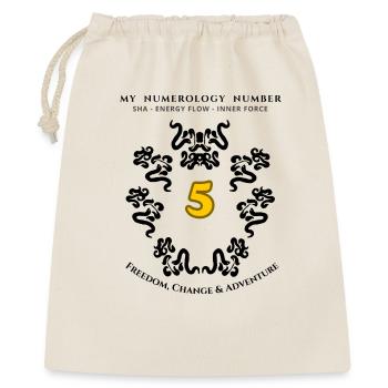 Numer_5 Symbol der Energie von Freiheit, Wandel und Abenteuer - Geschenkbeutel aus Baumwolle (40 x 50 cm) - Natur - Vorne