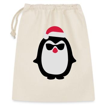 Weihnachtspinguin - Geschenkbeutel aus Baumwolle (40 x 50 cm) - Natur - Vorne
