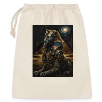 Kosmischer Anubis Sphinx in Gold - Geschenkbeutel aus Baumwolle (40 x 50 cm) - Natur - Vorne