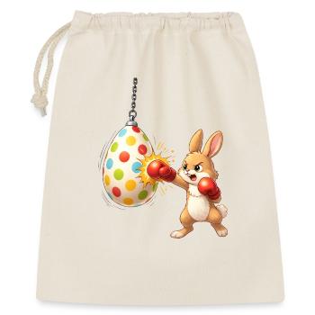 Boxender Osterhase mit Osterei-Boxsack - Geschenkbeutel aus Baumwolle (40 x 50 cm) - Natur - Vorne