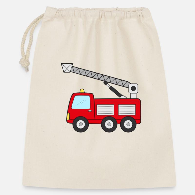 Feuerwehrauto Feuerlöschfahrzeug - Geschenkbeutel aus Baumwolle (40 x 50 cm) - Natur